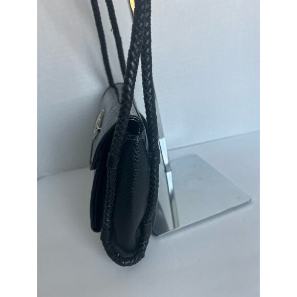 Coldwater Creek Handbag Purse Black Woven Croc Emboss Vegan Leather Organizer - Picture 3 of 11